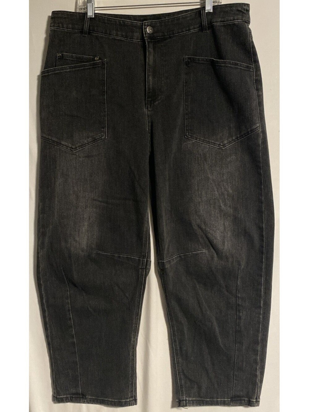 CARLA ROCKMORE COLLECTION BLACK DENIM JEANS WIDE LEG Sz 18  (36x25) Preowned
